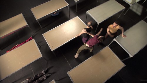 Video Still - Top View Dance Video Still from One Flat Thing, reproduced by William Forsythe. Film directed by Thierry de Mey and produced by MK2, 2006.