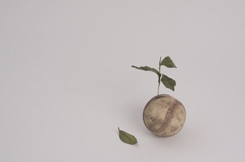 Untitled (Baseball Plant)" by Ali Bailey, 2009. Cast polyurethane, brass, epoxy and oil paint. Photo courtesy Golden.